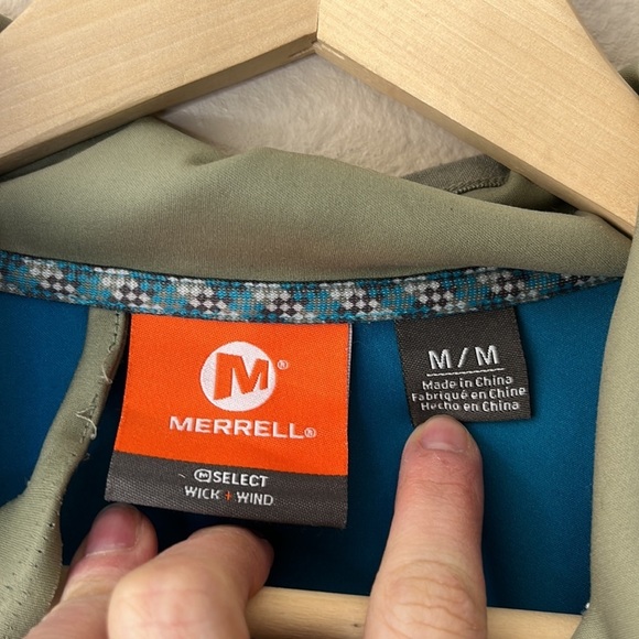 Merrell Mens Soft Shell Windbreaker Jacket Lightweight Zip Up Green Medium - Picture 4 of 14